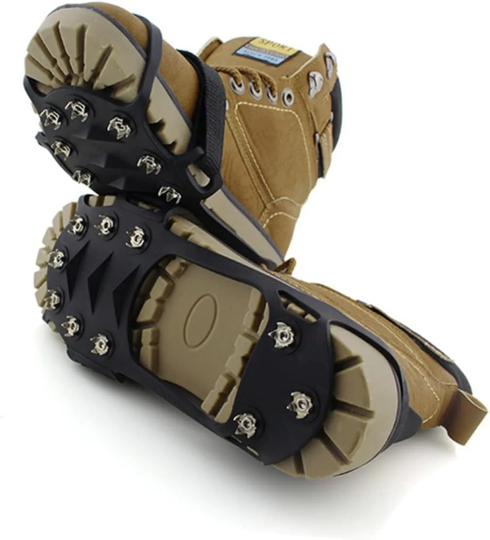 1 Pair 10 Ice Grips for Shoes Shoe Hiking Boots Crampons Ice Spikes Cleats Crampons for Hiking