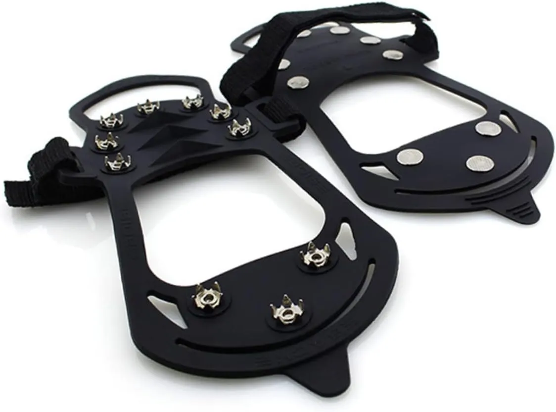 1 Pair 10 Ice Grips for Shoes Shoe Hiking Boots Crampons Ice Spikes Cleats Crampons for Hiking
