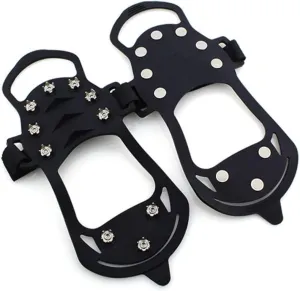 1 Pair 10 Ice Grips for Shoes Shoe Hiking Boots Crampons Ice Spikes Cleats Crampons for Hiking