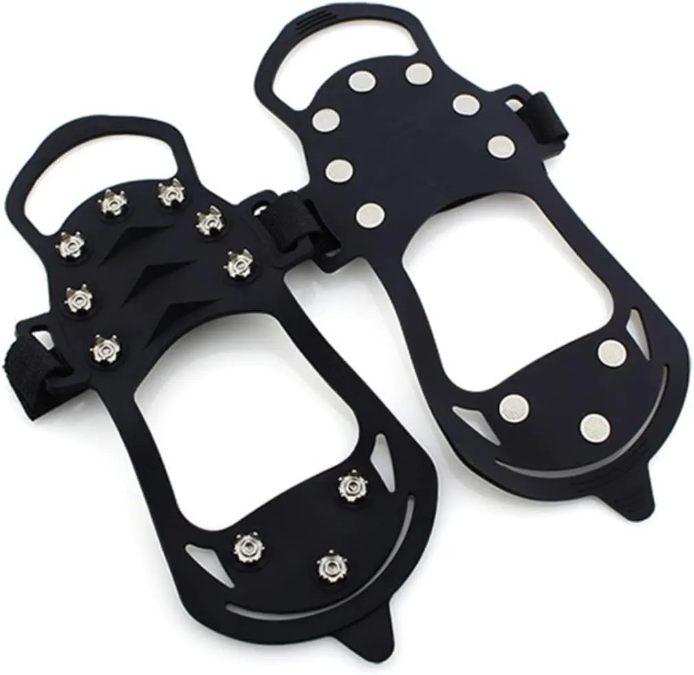 1 Pair 10 Ice Grips for Shoes Shoe Hiking Boots Crampons Ice Spikes Cleats Crampons for Hiking