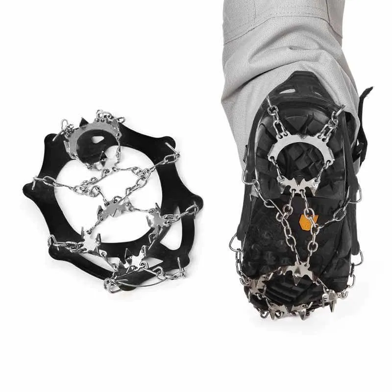 1 Pair 18 Teeth Outdoor Ice Snow Winter Ski Crampons Shoes Grippers Claws