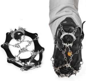 1 Pair 18-Teeth Tooth Anti-Skid Spikes Cleats Adjustable Ice Snow Crampons Gripper Anti Slip Snow Shoes Boot for Hiking Climbing Winter Outdoor
