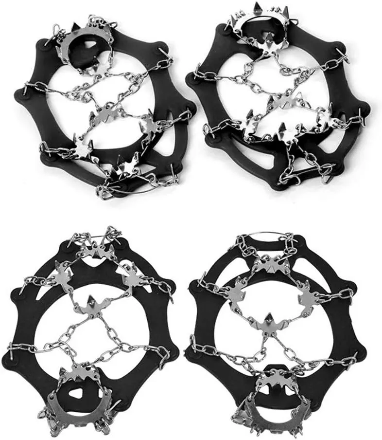 1 Pair 18-Teeth Tooth Anti-Skid Spikes Cleats Adjustable Ice Snow Crampons Gripper Anti Slip Snow Shoes Boot for Hiking Climbing Winter Outdoor