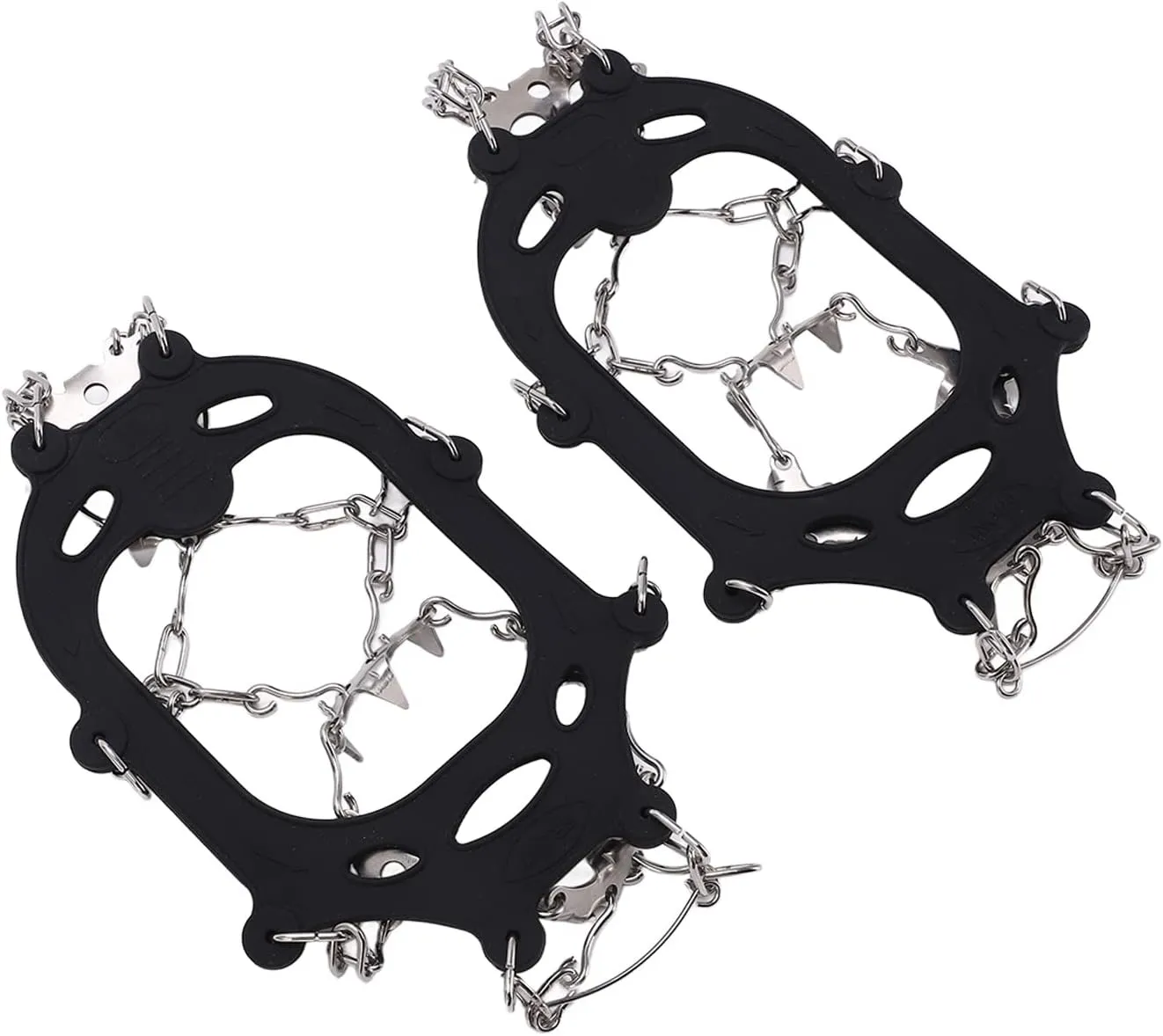 1 Pair 19 Hole Crampons Shoe Cover Multi Use Snow Ice Crampons Boot Covers with Ice Spikes Stainless Steel Ice Traction Chains for Outdoor