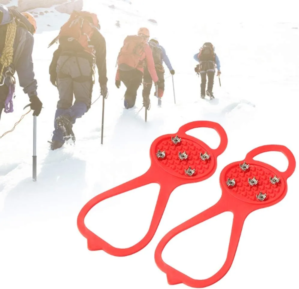 1 Pair 5 Tooth Crampons Nail Anti-Slip Spikes for Ladies and Men's Crampons Anti-Slip Outdoor Hiking Shoe Covers (Color : B)