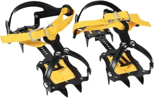 1 Pair Of 10-teeth Crampons Strap Binding Type Ice Grips Slip Cleats For Hiking
