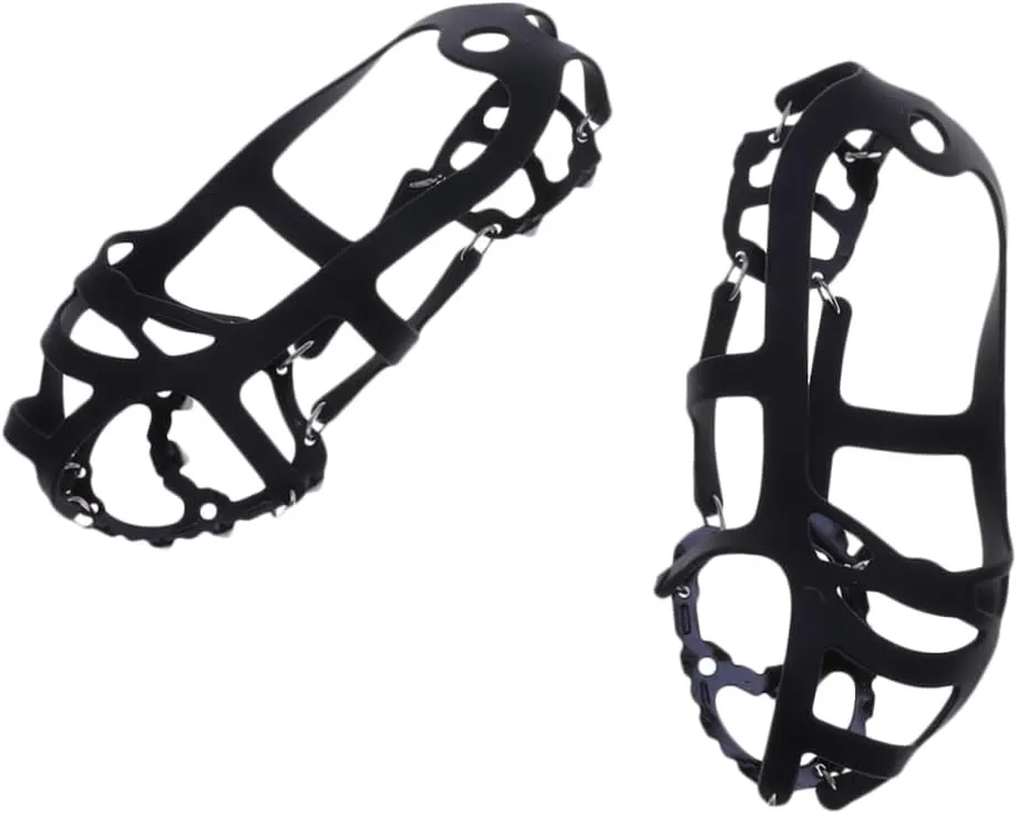 1 Pair Outdoor Ice and Mud Non-Slip Crampons 18 Teeth Silicone Ice Climbing Gear Boot Shoe Grippers
