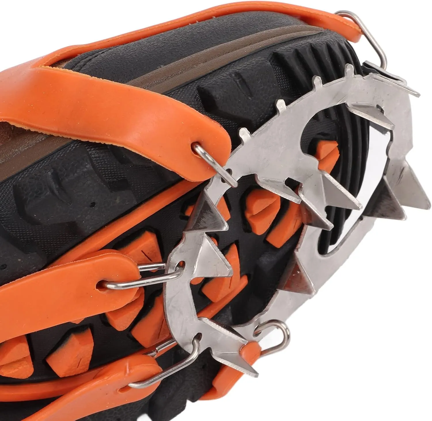 1 Pair Set 18 Tooth Crampons Snow Hiking Cleats Anti Slip Shoe Grips Snow Traction Crampons Mountaineering Ice Cleats for Winter Climbing