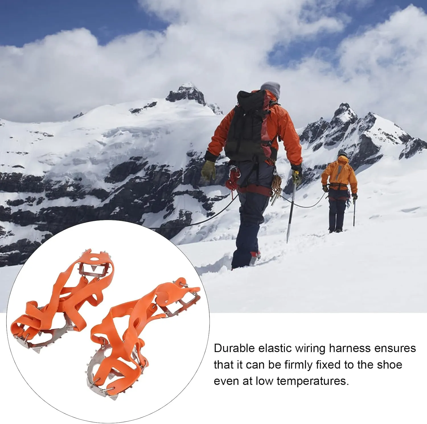 1 Pair Set 18 Tooth Crampons Snow Hiking Cleats Anti Slip Shoe Grips Snow Traction Crampons Mountaineering Ice Cleats for Winter Climbing