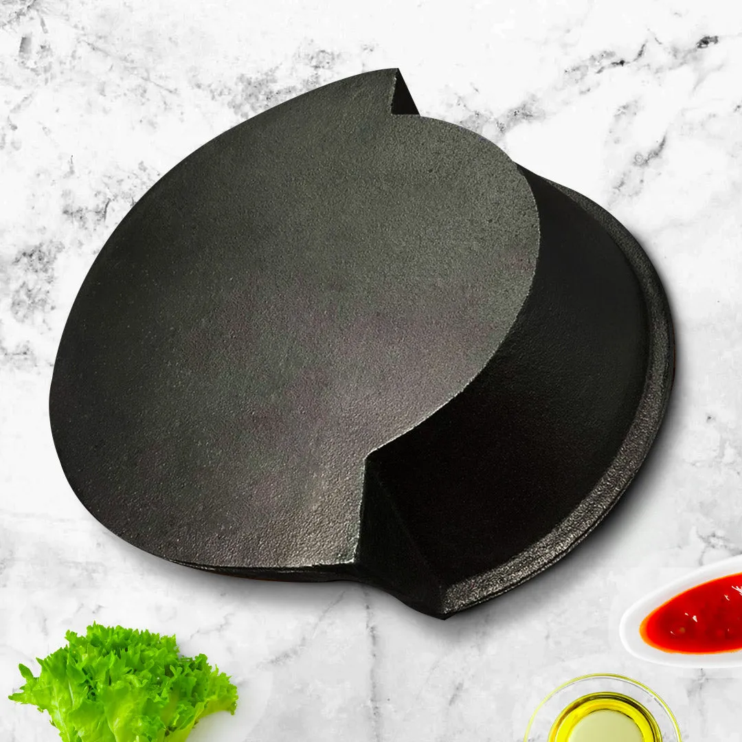 1 PC 2 in 1 Cast Iron Ribbed Fry Pan Skillet Griddle BBQ and Steamboat Hot Pot
