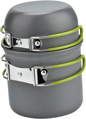 1 Set Portable Camping Cooking Tool Set for People Non Stick Pot Bowl Spoon Fork Accessories Lightweight Grey Outdoor Cookware for Picnics Hiking