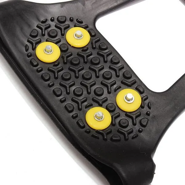 10 Teeth Antiskid Shoes Cover Snow Ice Grips Crampons for Outdoor Sports Hiking Climbing Black L