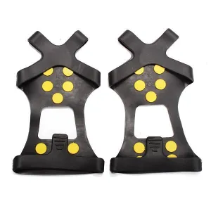 10 Teeth Antiskid Shoes Cover Snow Ice Grips Crampons for Outdoor Sports Hiking Climbing Black L