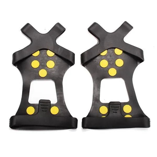 10 Teeth Antiskid Shoes Cover Snow Ice Grips Crampons for Outdoor Sports Hiking Climbing Black L
