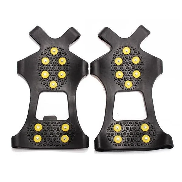 10 Teeth Antiskid Shoes Cover Snow Ice Grips Crampons for Outdoor Sports Hiking Climbing Black L