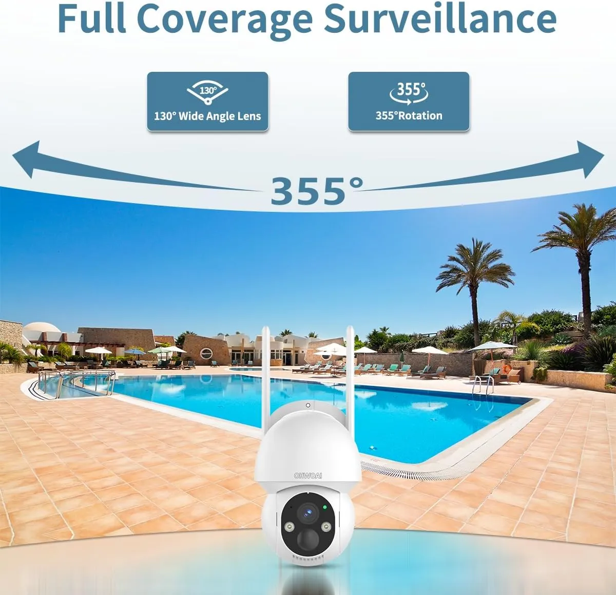 《100% Solar Powered & Full 360° View》Outdoor Wireless PTZ Camera System, 4MP Solar Powered Battery Cameras,Home Video Surveillance