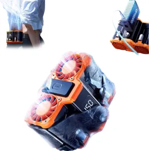 10000mAh Portable Fan,High Speed Dual Motors with 150 Speeds 32000RPM Powerful Airflow, Power Bank Rechargeable Personal Neck Waist HandsFree Wearable Fans for Travel,Camping,Outdoor (Orange)