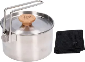 1000ml Camping Pot,Outdoor Coffee Pot,Food Grade Stainless Steel Portable Outdoor Tea Coffee Pot with Detachable Handle,Lid and Mesh Bag for Picnic Hiking