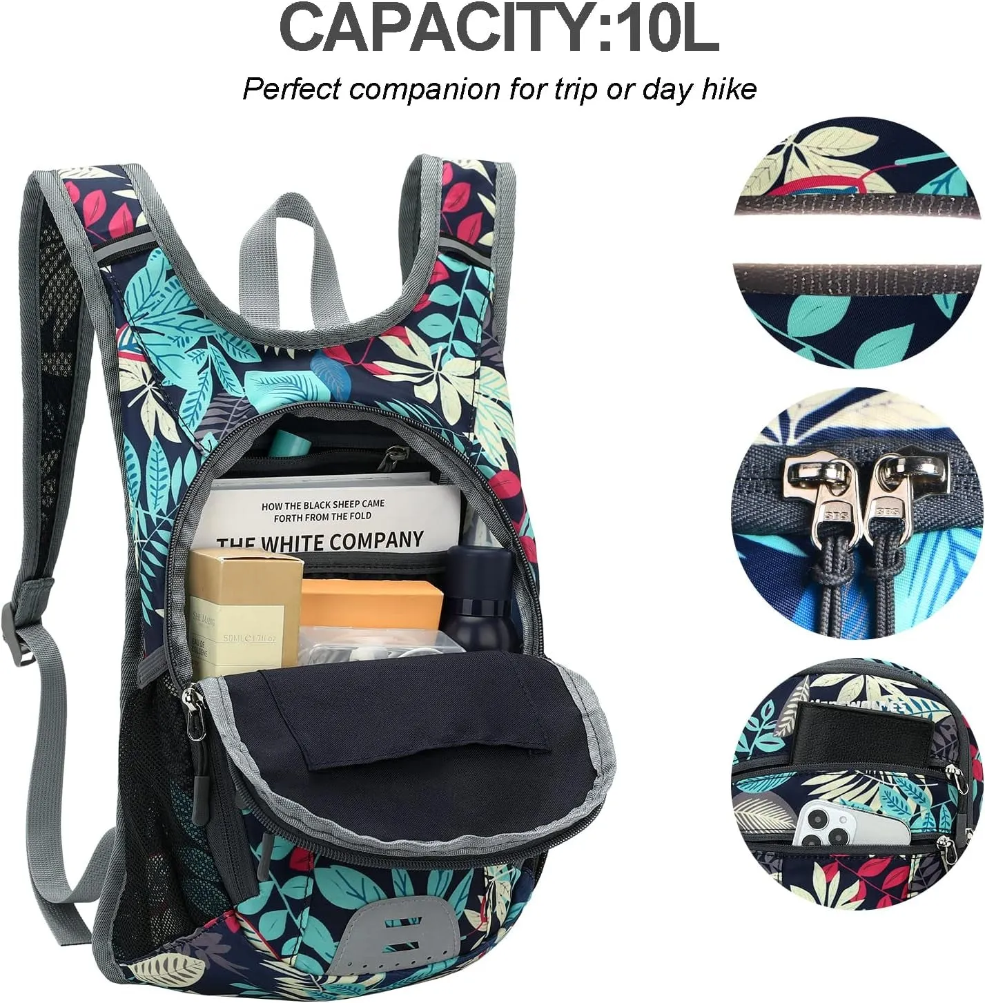 10L Small Hiking Backpack, Lightweight Foldable Packable Casual Outdoor Travel Daypack