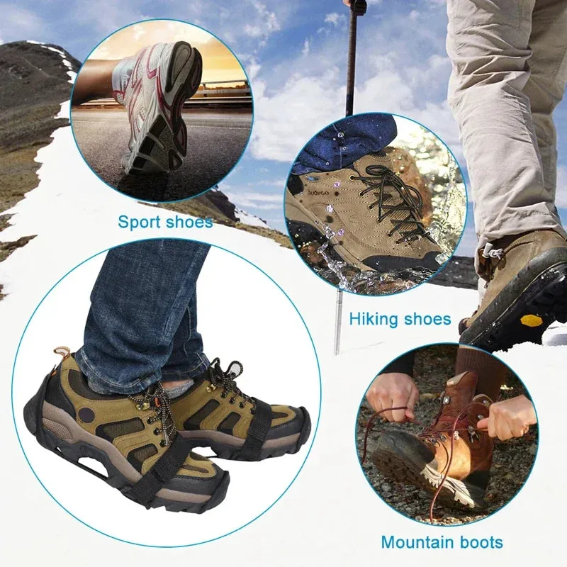 11 Teeth Crampons – Anti-Slip Ice Grippers for Hiking, Climbing, and Winter Shoes