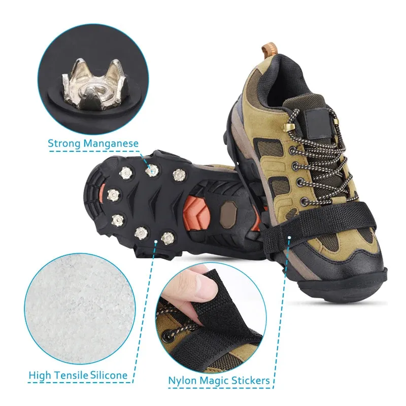 11 Teeth Crampons for Outdoor Hiking and Climbing - Anti-Slip Snow and Ice Gripper