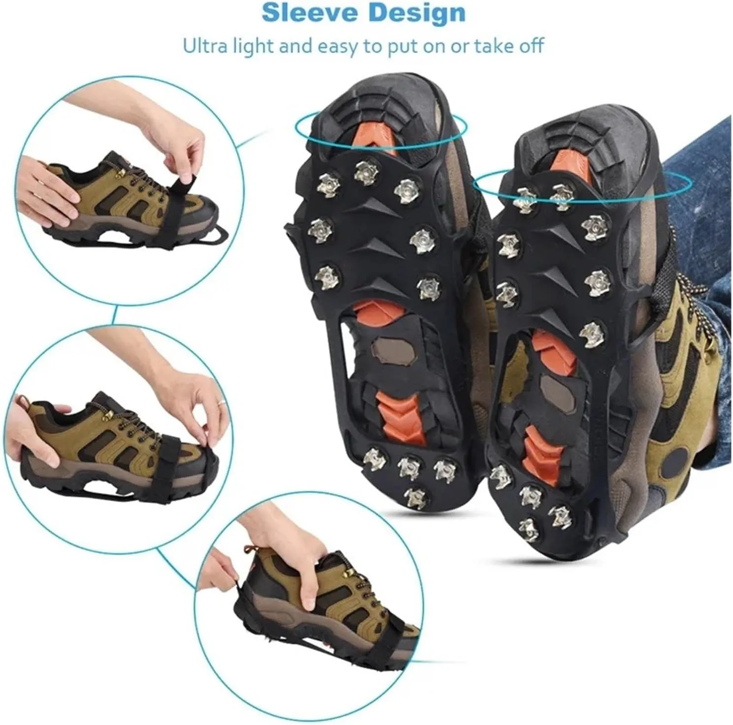 11 Teeth Crampons Outdoor Hiking Climbing Snow、Ice Gripper Anti-Slip Covers 、 Winter Shoes Spikes Snow Shoe Accessories