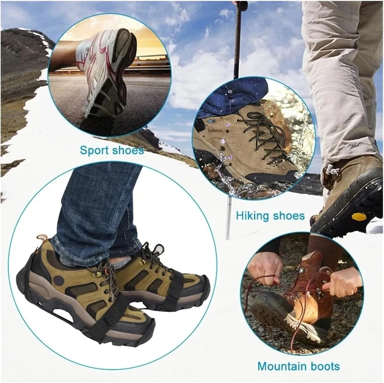 11 Teeth Crampons Outdoor Hiking Climbing Snow、Ice Gripper Anti-Slip Covers 、 Winter Shoes Spikes Snow Shoe Accessories