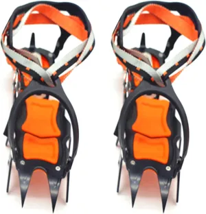 12 Teeth Crampons Ice Cleats Studs Antislip Snow Ice Grips Walk Traction Overshoe Footwear Traction for Climbing Skiing