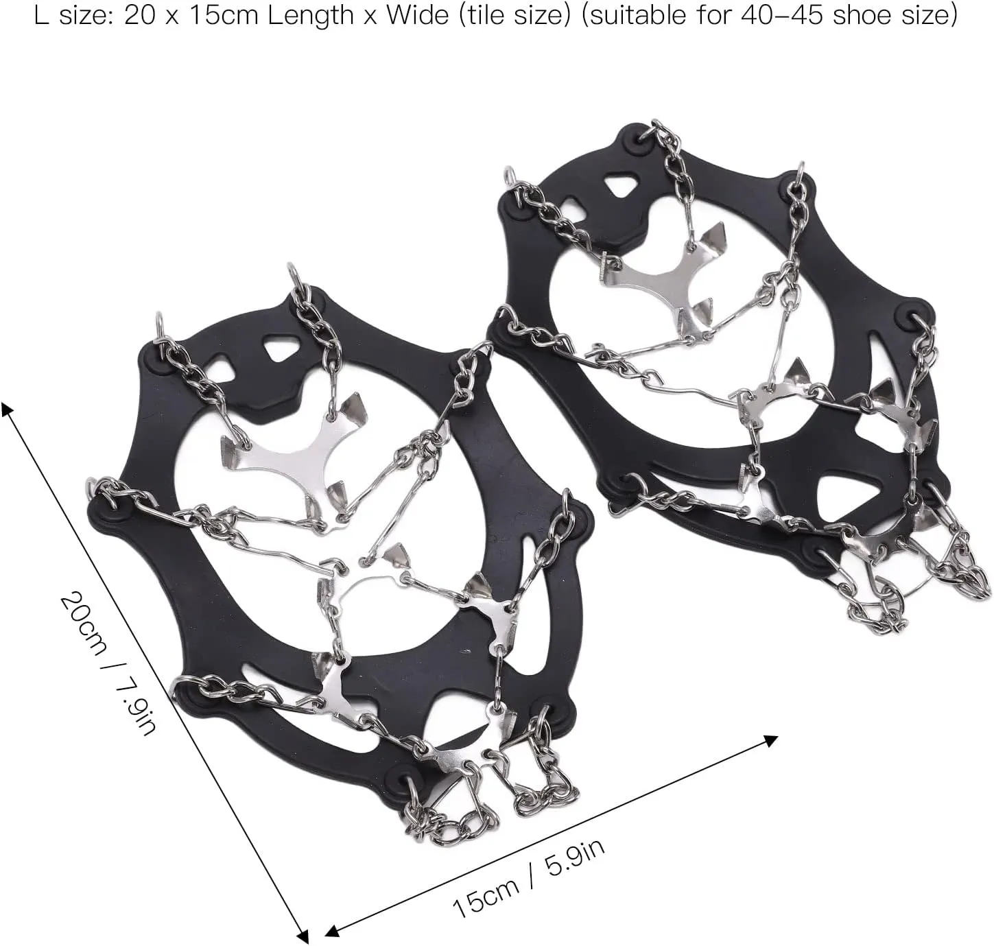 12 Tooth Mountaineering Crampons Stainless Steel Snow Anti Slip Shoe Covers Black for Outdoor Hiking and Climbing M L Size 2 Pcs