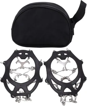 12 Tooth Mountaineering Crampons Stainless Steel Snow Anti Slip Shoe Covers Black for Outdoor Hiking and Climbing M L Size 2 Pcs