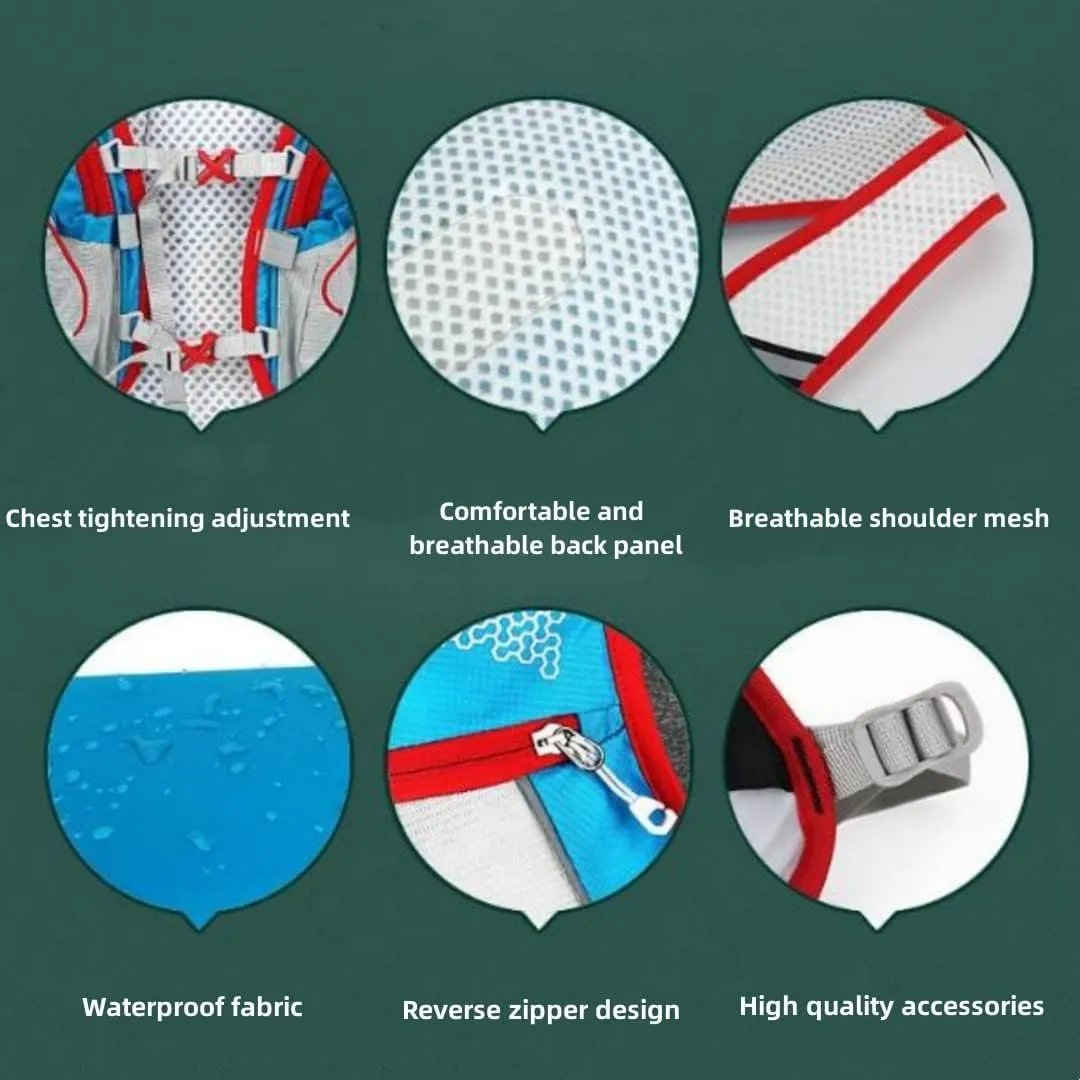 12L Hydration Backpack,Running Hydration Pack with Adjustable Straps and Multi-Pocket Design，Water Pack for Festivals, Raves, Hiking, Biking, Climbing, Running and More