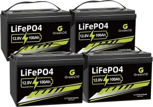 12V 100Ah LiFePO4 Battery Group 31 With Built-in 100A BMS, 15000 Deep Cycles Rechargeable Lithium Battery Prefect for Solar System, Rvs, Marine, Vans, Trailer, Backup (12V 100Ah*4)