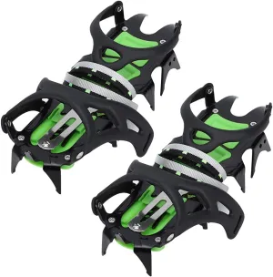 14 Long Spikes Crampons for Shoes, Anti Slip Ice Cleats Enhanced Traciton Spikes Cleats Crampons for Hiking Climbing