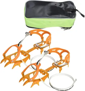 14 Teeth Ice Crampons with Anti Slip Spikes, Non Slip Shoe Grips, Durable Cleats for Outdoor Snow Hiking and Climbing, Secure Spike Shoe Attachment
