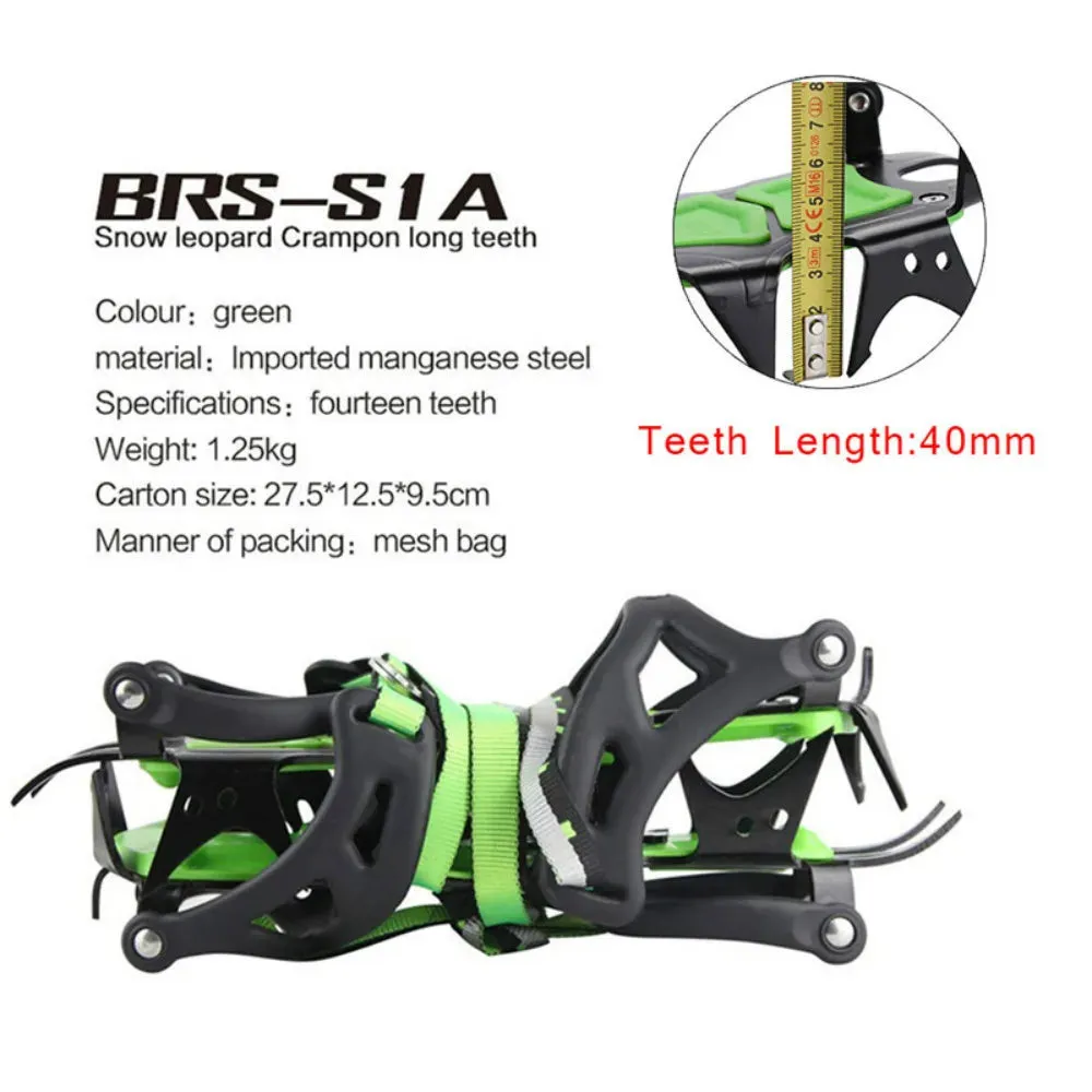 14-Tooth Steel Ice Crampons – Non-Slip Snow Grippers for Skiing, Hiking & Climbing