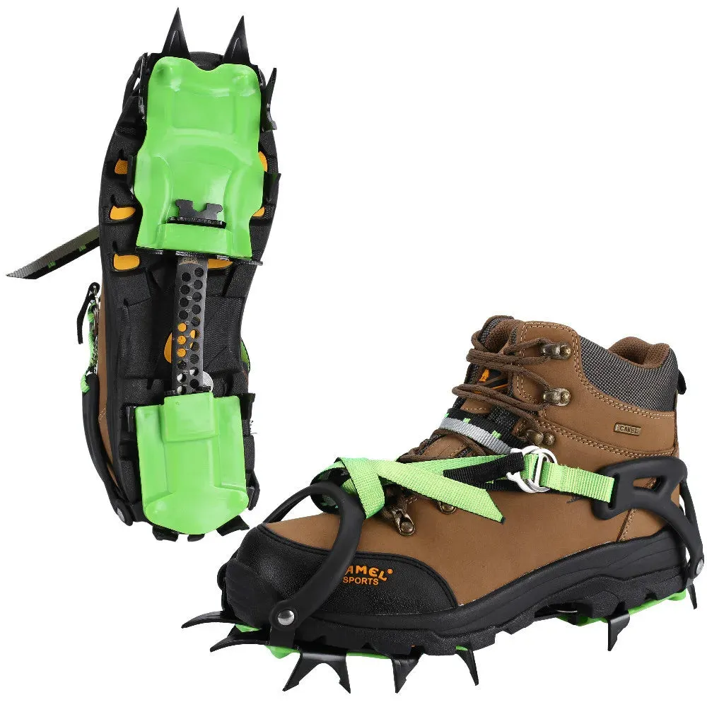 14-Tooth Steel Ice Crampons – Non-Slip Snow Grippers for Skiing, Hiking & Climbing