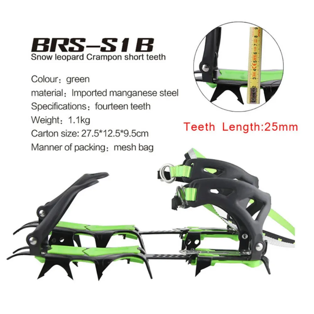 14-Tooth Steel Ice Crampons – Non-Slip Snow Grippers for Skiing, Hiking & Climbing