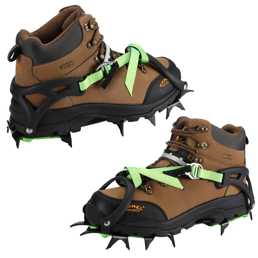 14-Tooth Steel Ice Crampons – Non-Slip Snow Grippers for Skiing, Hiking & Climbing