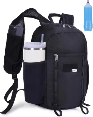15L Small Hiking Backpack with Soft Flask, Ultralight Hiking Daypack with Chest Pockets for Phone Sternum Straps, Lightweight Foldable Packable Back Pack for Women Men(patent pending)