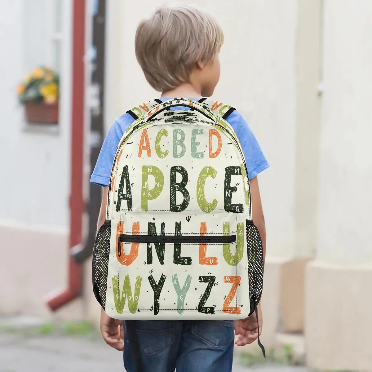 16 Inch Backpack Alphabet Chart Retro Waterproof Lightweight Travel Back Pack Adjustable Casual Rucksack For Men Women Daypack Fits Travel Outdoor Sport Work Hiking Gym Gifts