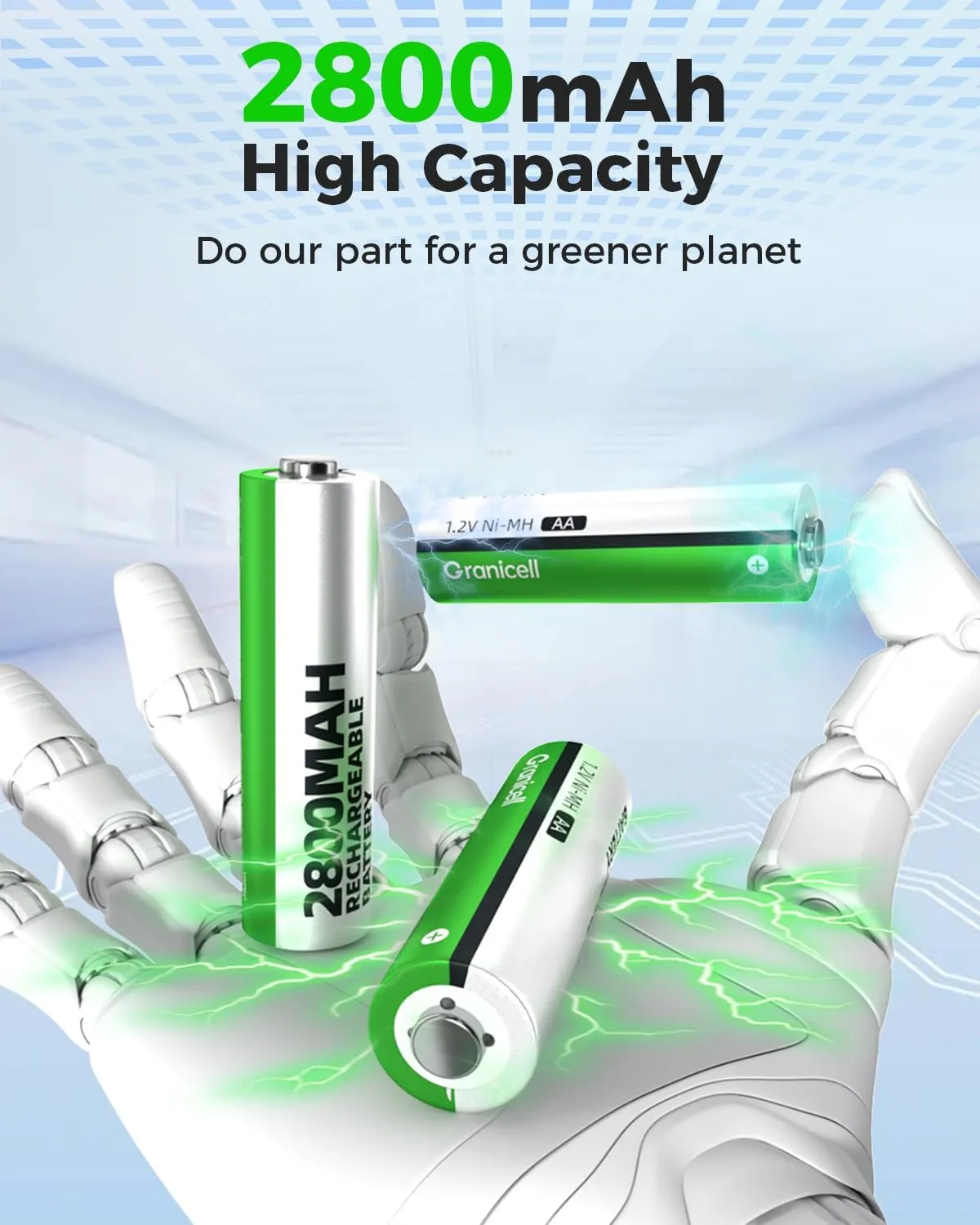 16 Sets AA AAA Rechargeable Batteries,High Capacity 8-Pack AA 2800mAh & 8-Pack AAA 1100mAh,1.2V NiMH Low Self Discharge