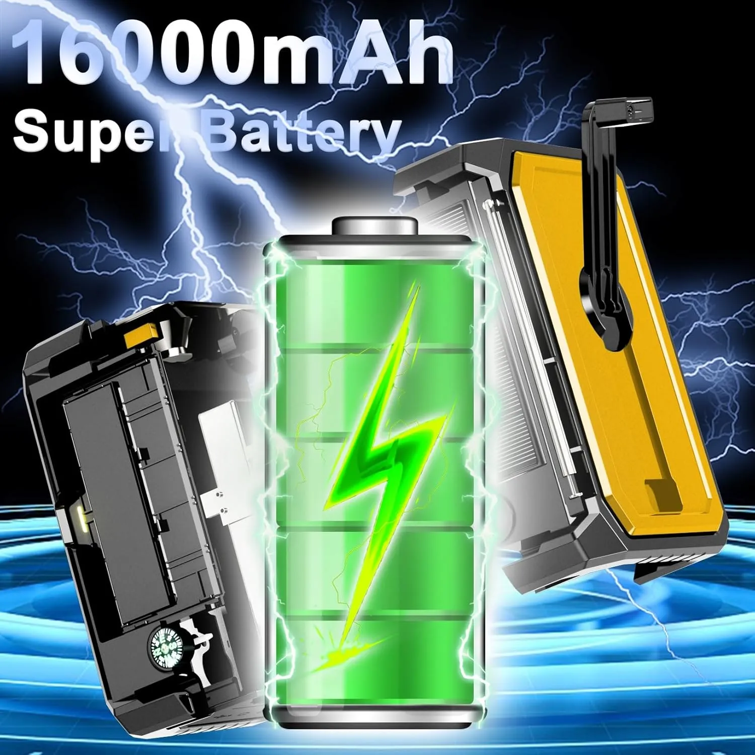 16000mAh Hand Crank Emergency Weather Radio with Wireless Speaker, 59200mWh NOAA AM FM Solar Radio with Flashlight Cell Phone Charger Reading Lamp Compass SOS for Camping and Survival (Orange)