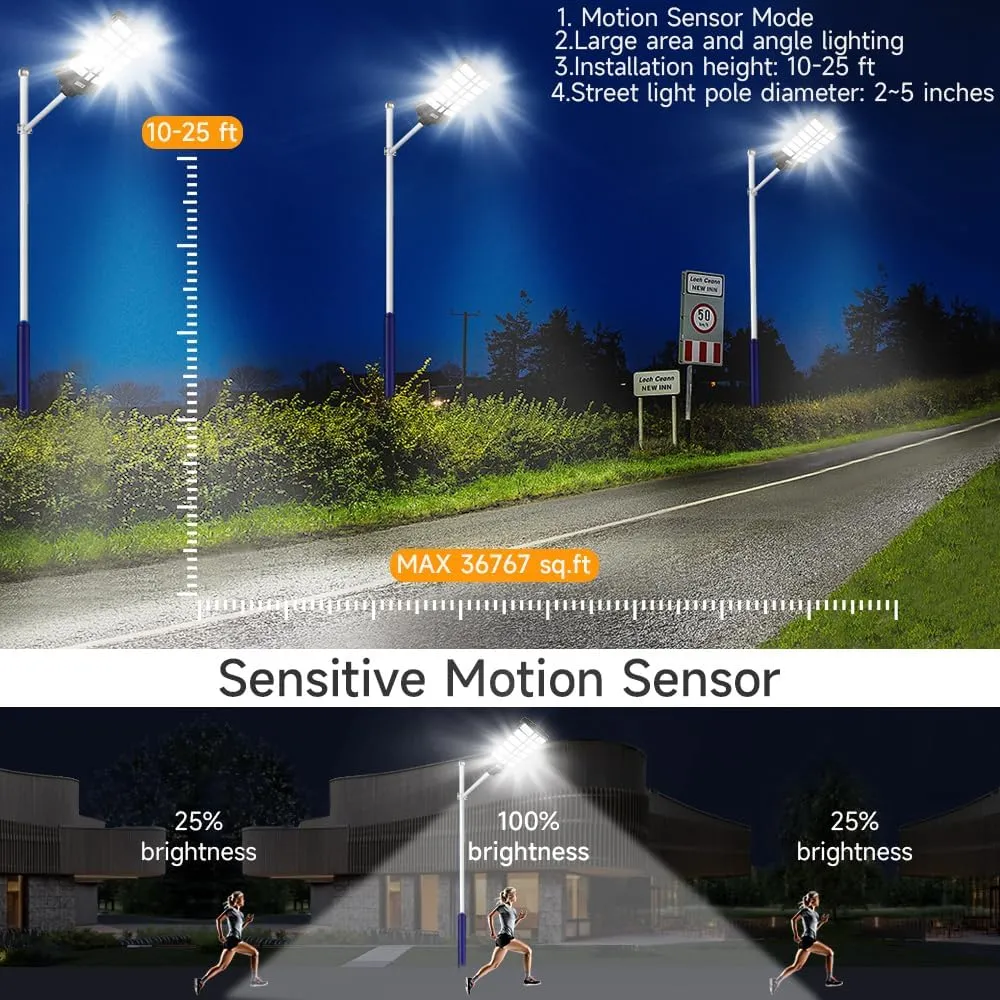 16000W Solar Street Lights Outdoor, 16000 Lumens Dusk to Dawn Motion Sensor Security Flood Light with Remote Control, Wireless, Waterproof, Perfect for Garden,Yard, Street, Parking lot 2 Pack