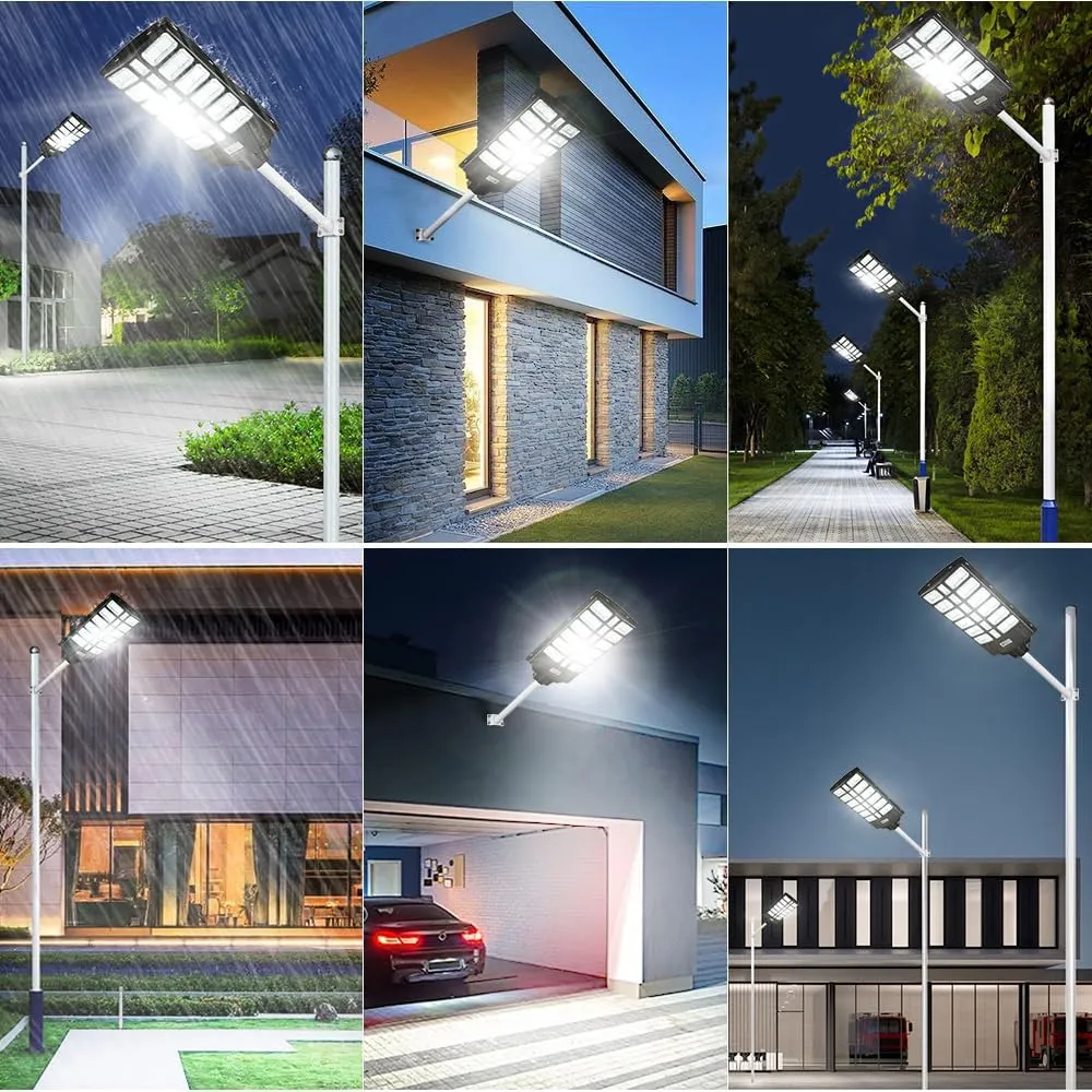 16000W Solar Street Lights Outdoor, 16000 Lumens Dusk to Dawn Motion Sensor Security Flood Light with Remote Control, Wireless, Waterproof, Perfect for Garden,Yard, Street, Parking lot 2 Pack