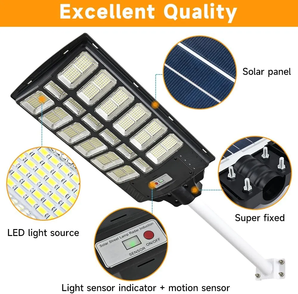 16000W Solar Street Lights Outdoor, 16000 Lumens Dusk to Dawn Motion Sensor Security Flood Light with Remote Control, Wireless, Waterproof, Perfect for Garden,Yard, Street, Parking lot 2 Pack