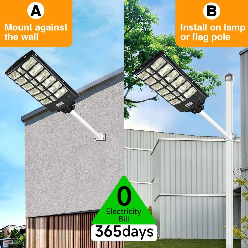 16000W Solar Street Lights Outdoor, 16000 Lumens Dusk to Dawn Motion Sensor Security Flood Light with Remote Control, Wireless, Waterproof, Perfect for Garden,Yard, Street, Parking lot 2 Pack