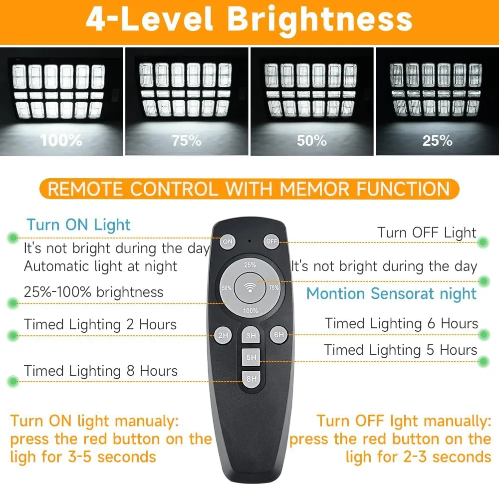 16000W Solar Street Lights Outdoor, 16000 Lumens Dusk to Dawn Motion Sensor Security Flood Light with Remote Control, Wireless, Waterproof, Perfect for Garden,Yard, Street, Parking lot 2 Pack