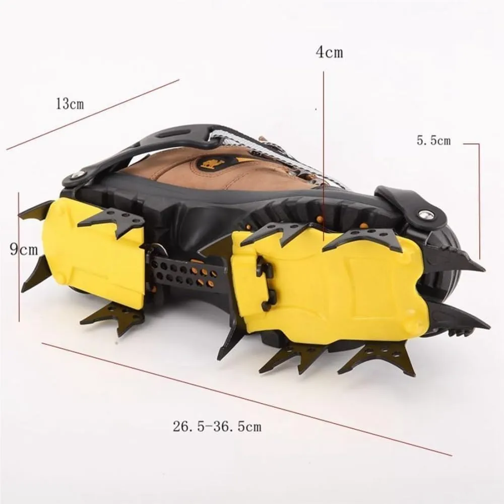 18 Teeth Crampons Stainless Steel Crampons 1 Pair Snow Walk Traction Cleats Ice Cleats Traction Anti-Slip Shoes Ice Gripper Ice Snow Grip for Walking,Jogging, Climbing and Hiking(Orange)