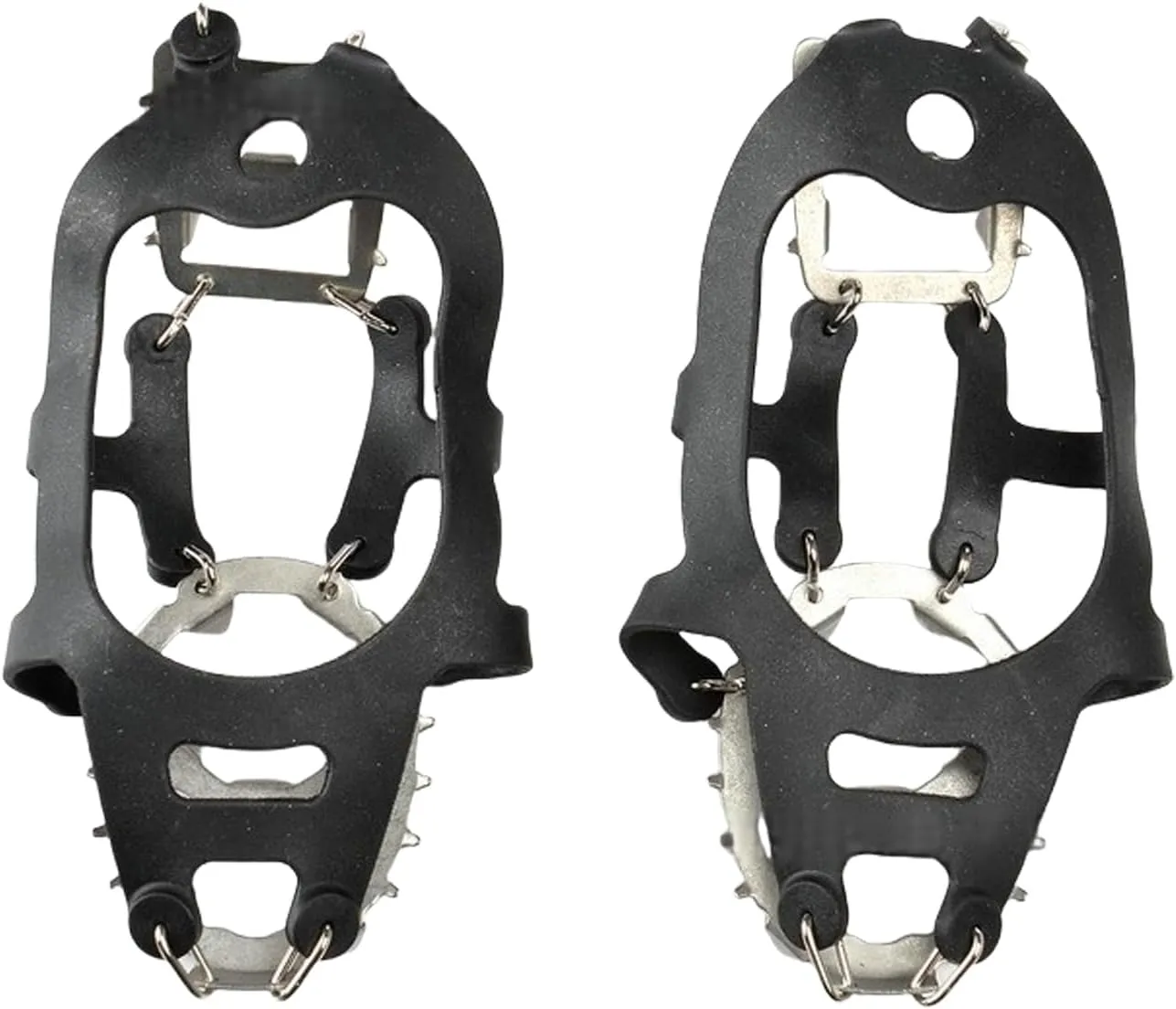 18 Teeth Ice Grip Antislip Shoe Boot Ice Traction Slip on Snow Ice Spikes Crampons Cleats Footwear Traction for Skiing