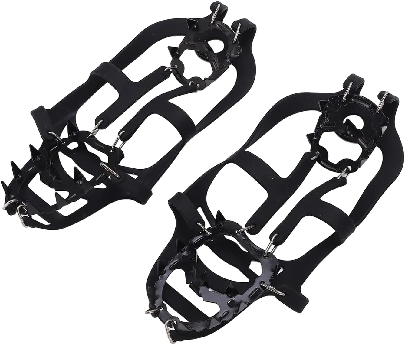 18 Teeth Ice Traction Cleats, Silicone Stainless Steel Crampons for Winter Climbing, Fishing, Ice Walking